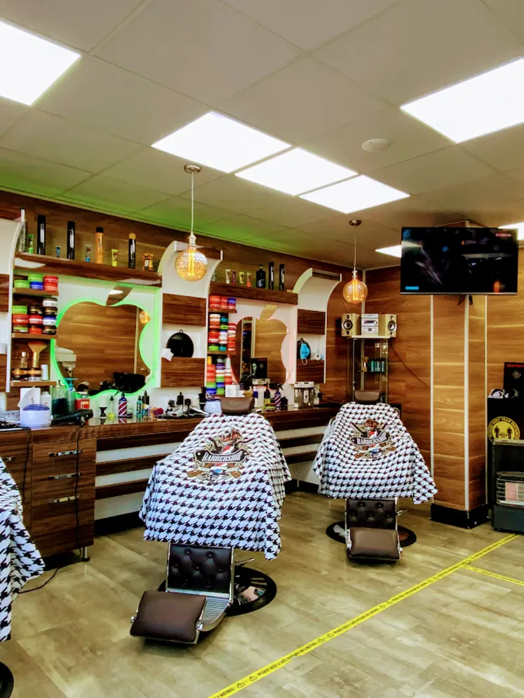 Inside the shop: barber chairs, houndstooth capes and apple-shaped LED mirrors